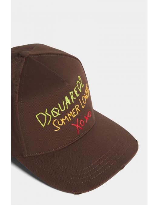 Sapca DSQUARED2, Summer Lovers Embroidered Baseball Cap, Browm - BCM091905C000015087UNI Sapca DSQUARED2, Summer Lovers Embroidered Baseball Cap, Browm - BCM091905C000015087UNI