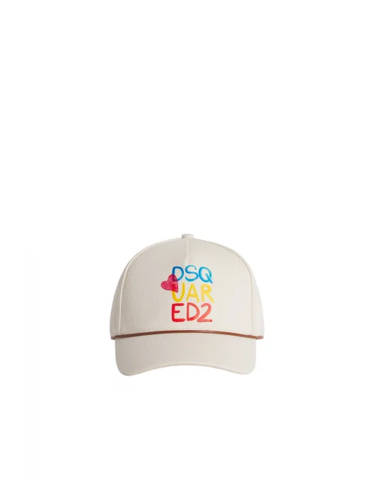 Sapca DSQUARED2, Summer Lovers Embroidered, Multicolor Details, White - BCM0920003000015089UNI Sapca DSQUARED2, Summer Lovers Embroidered, Multicolor Details, White - BCM0920003000015089UNI