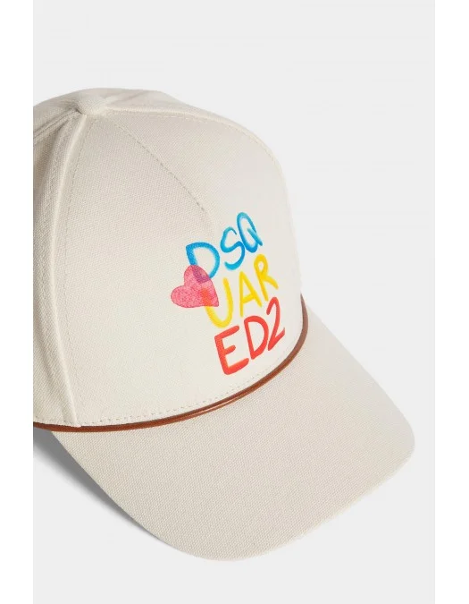 Sapca DSQUARED2, Summer Lovers Embroidered, Multicolor Details, White - BCM0920003000015089UNI Sapca DSQUARED2, Summer Lovers Embroidered, Multicolor Details, White - BCM0920003000015089UNI