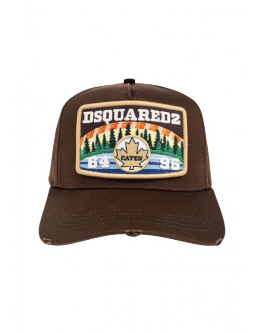 Sapca DSQUARED2, Brown Embroidered Patch Baseball Hat, Brown - BCM092405C000015080