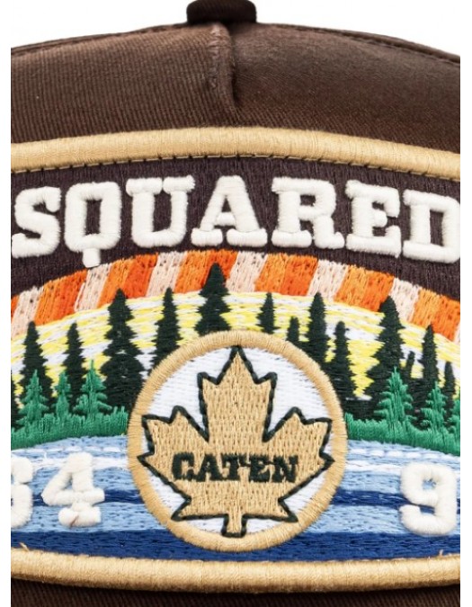 Sapca DSQUARED2, Brown Embroidered Patch Baseball Hat, Brown - BCM092405C000015080