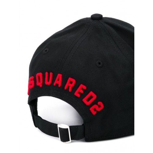 Sapca DSQUARED2, Icon brodat rosu, Black