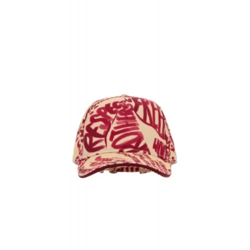 Sapca DSQUARED2, Printed denim Rebel Hibiscus baseball cap