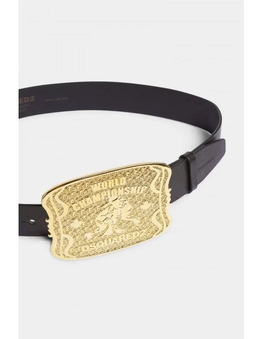 Curea DSQUARED2, Boxeur Plaque, Black - BEM065301500001M645 Curea DSQUARED2, Boxeur Plaque, Black - BEM065301500001M645