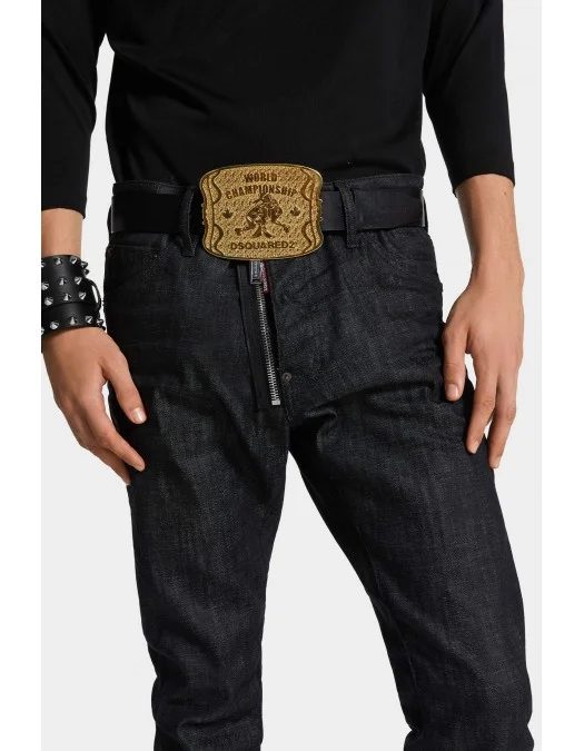 Curea DSQUARED2, Boxeur Plaque, Black - BEM065301500001M645 Curea DSQUARED2, Boxeur Plaque, Black - BEM065301500001M645