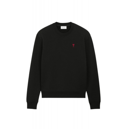 Bluza AMI PARIS, Black Cotton Red Ami De Coeur Sweatshirt