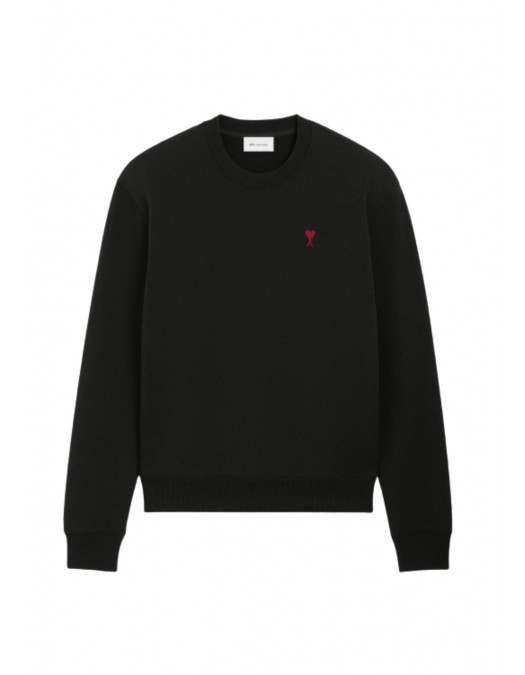 Bluza AMI PARIS, Black Cotton Red Ami De Coeur Sweatshirt - BFUSW035730001