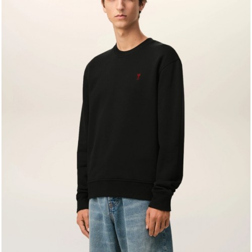 Bluza AMI PARIS, Black Cotton Red Ami De Coeur Sweatshirt