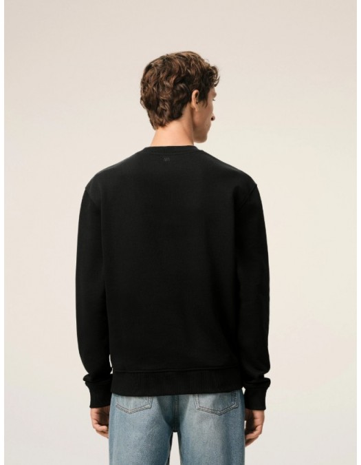 Bluza AMI PARIS, Black Cotton Red Ami De Coeur Sweatshirt - BFUSW035730001