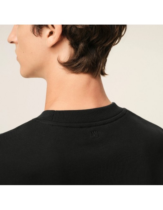 Bluza AMI PARIS, Black Cotton Red Ami De Coeur Sweatshirt - BFUSW035730001