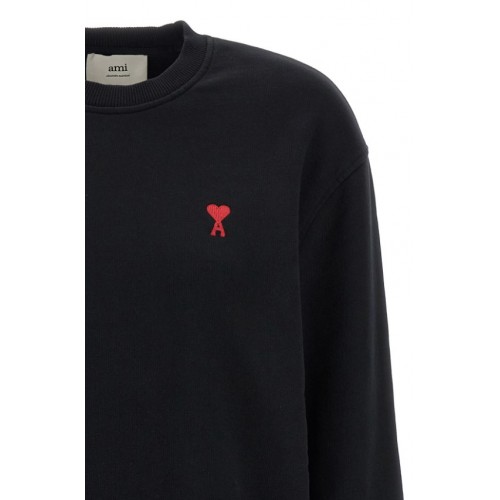 Bluza AMI PARIS, Black Cotton Red Ami De Coeur Sweatshirt