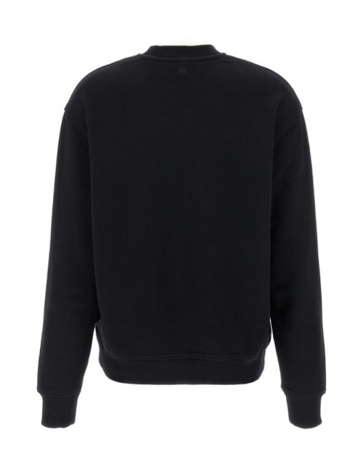 Bluza AMI PARIS, Black Cotton Red Ami De Coeur Sweatshirt - BFUSW035730001