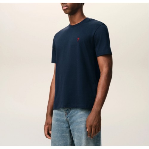 Tricou AMI PARIS, Blue Cotton Red Ami De Coeur Tshirt