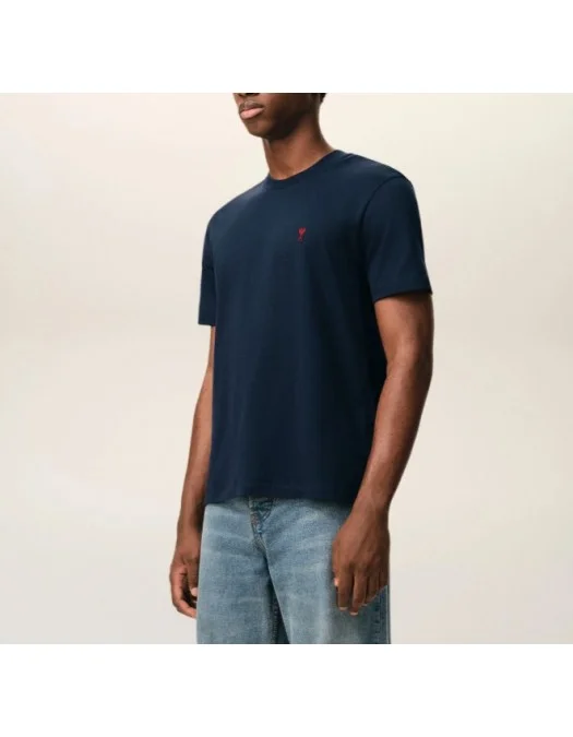 Tricou AMI PARIS, Blue Cotton Red Ami De Coeur Tshirt - BFUTS035724430