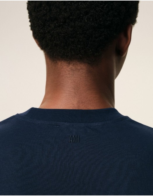Tricou AMI PARIS, Blue Cotton Red Ami De Coeur Tshirt - BFUTS035724430