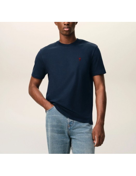 Tricou AMI PARIS, Blue Cotton Red Ami De Coeur Tshirt - BFUTS035724430