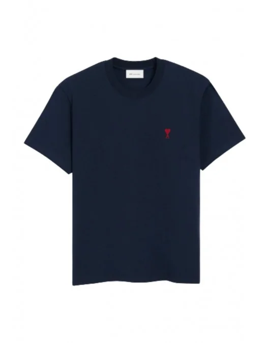 Tricou AMI PARIS, Blue Cotton Red Ami De Coeur Tshirt - BFUTS035724430