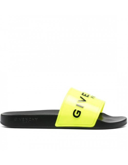 Papuci Givenchy, Galben Neon, Logo negru - BH300HH0UC734