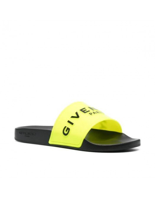 Papuci Givenchy, Galben Neon, Logo negru - BH300HH0UC734