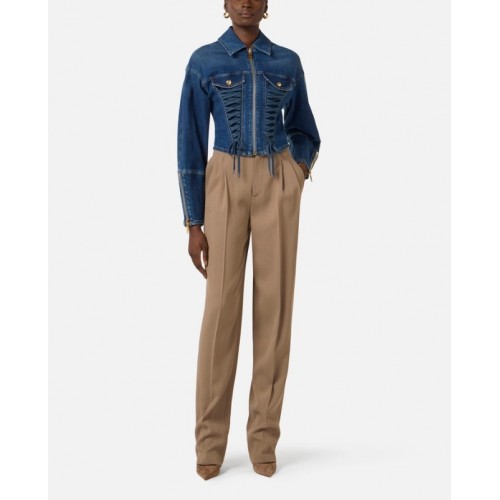 Jacheta ELISABETTA FRANCHI, Denim jacket with crossover laces