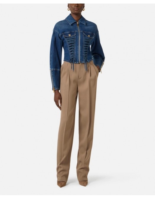 Jacheta ELISABETTA FRANCHI, Denim jacket with crossover laces - BJ43D61E2139