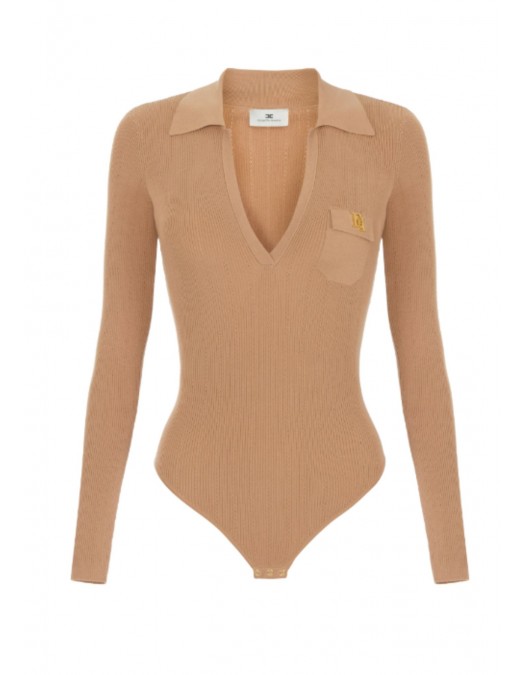Body ELISABETTA FRANCHI, Knit bodysuit with openwork embroideries - BK02B66E2FK4