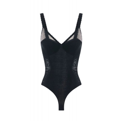 Top ELISABETTA FRANCHI, Bodysuit in knit and lace fabric