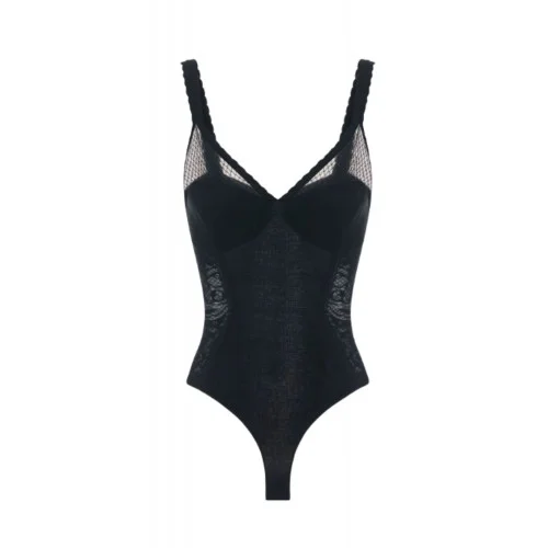 Top ELISABETTA FRANCHI, Bodysuit in knit and lace fabric