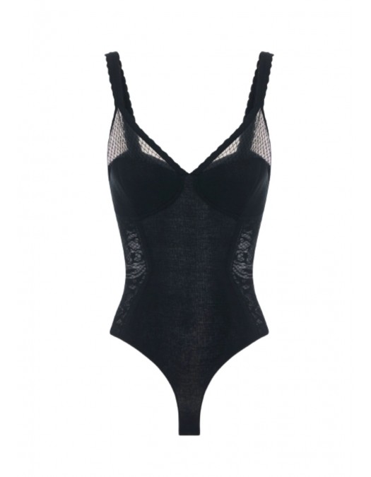 Top ELISABETTA FRANCHI, Bodysuit in knit and lace fabric - BK07Q66E2110