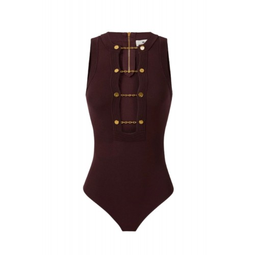 Top ELISABETTA FRANCHI, Knit top with jewel cufflinks, Merlot Top ELISABETTA FRANCHI, Knit top with jewel cufflinks, Merlot