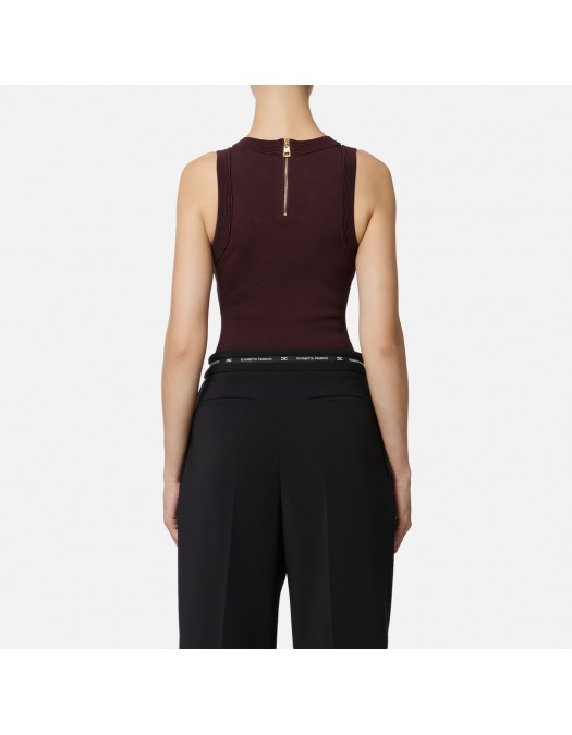 Top ELISABETTA FRANCHI, Knit top with jewel cufflinks, Merlot - BK77S57E3EA4 Top ELISABETTA FRANCHI, Knit top with jewel cufflinks, Merlot - BK77S57E3EA4
