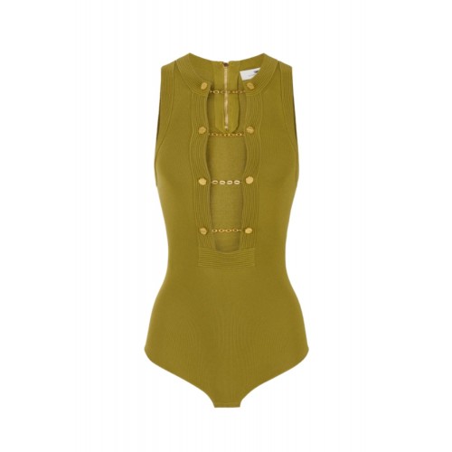 Top ELISABETTA FRANCHI, Knit top with jewel cufflinks, Verde Top ELISABETTA FRANCHI, Knit top with jewel cufflinks, Verde