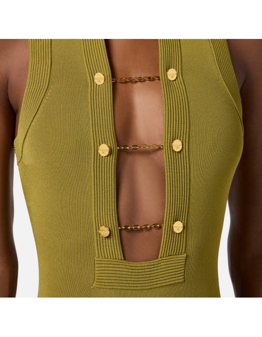 Top ELISABETTA FRANCHI, Knit top with jewel cufflinks, Verde - BK77S57E3EA9 Top ELISABETTA FRANCHI, Knit top with jewel cufflinks, Verde - BK77S57E3EA9