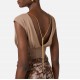 Top ELISABETTA FRANCHI, Crewneck Knit Bodysuit, Beige - BK78T62E2229