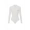 Bluza ELISABETTA FRANCHI, Micro-braided knit bodysuit, Alb