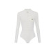 Bluza ELISABETTA FRANCHI, Micro-braided knit bodysuit, Alb - BK82B61E2360