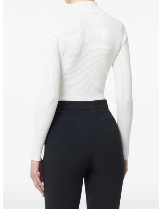 Bluza ELISABETTA FRANCHI, Micro-braided knit bodysuit, Alb - BK82B61E2360