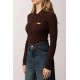 Bluza ELISABETTA FRANCHI, Micro-braided knit bodysuit, Maro - BK82B61E2644