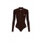 Bluza ELISABETTA FRANCHI, Micro-braided knit bodysuit, Maro