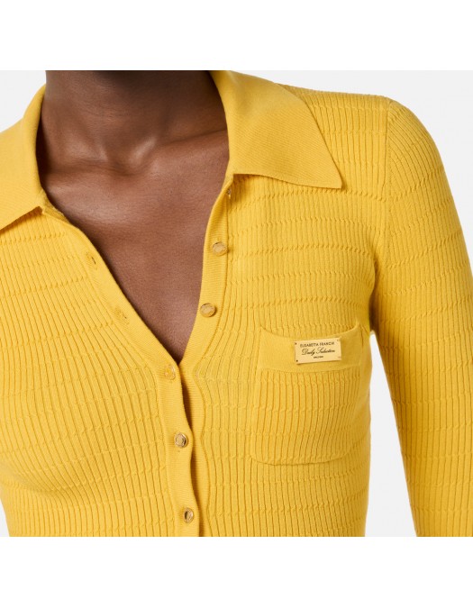 Bluza ELISABETTA FRANCHI, Micro-braided knit bodysuit, Galben - BK82B61E2EV4