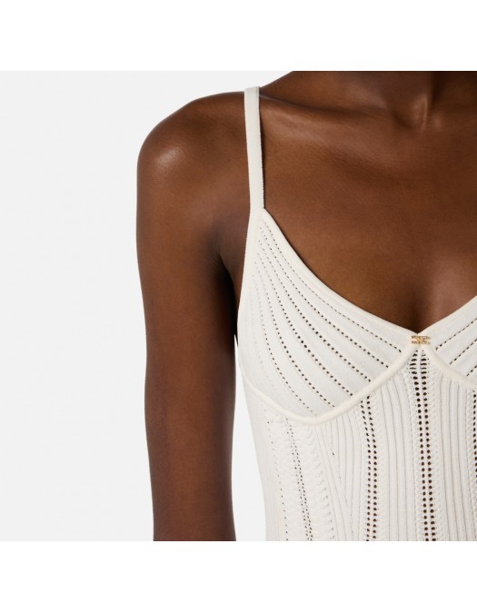 Top ELISABETTA FRANCHI, Knit openwork bodysuit, Alb - BK85B62E2360