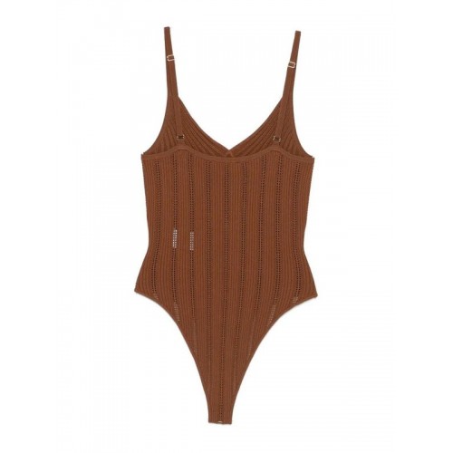 Top ELISABETTA FRANCHI, Knit openwork bodysuit, Maro