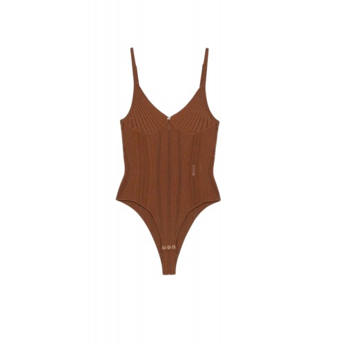 Top ELISABETTA FRANCHI, Knit openwork bodysuit, Maro