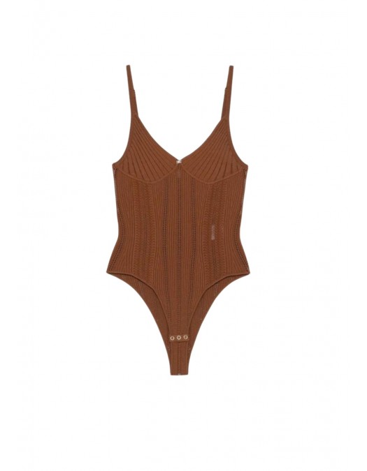 Top ELISABETTA FRANCHI, Knit openwork bodysuit, Maro - BK85B62E2600