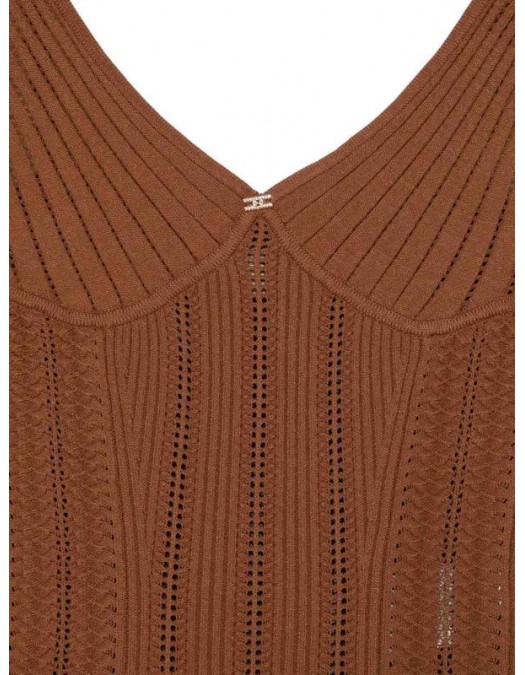 Top ELISABETTA FRANCHI, Knit openwork bodysuit, Maro - BK85B62E2600
