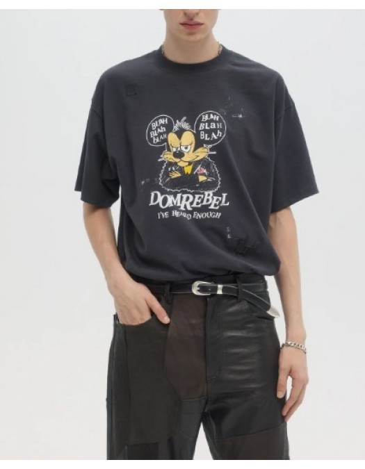 Tricou DOMREBEL , BLABLA - T-SHIRT OLD BLACK - BLABLATSHIRTOLDBLACK