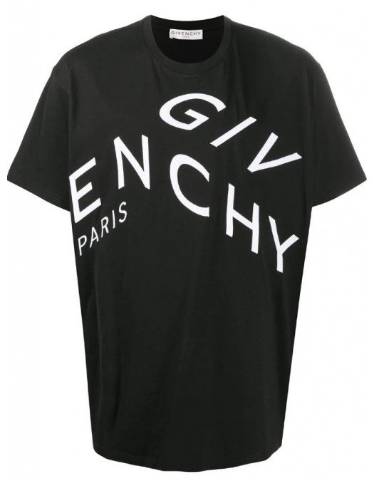 Tricou GIVENCHY, Logo asimetric Print, negru, OVERSIZED - BM70YD2004