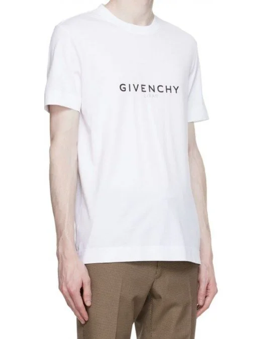Tricou Givenchy, Reverse Logo, Alb - BM71653Y6B100 Tricou Givenchy, Reverse Logo, Alb - BM71653Y6B100