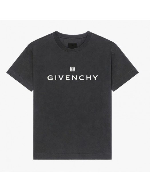 Tricou Givenchy, Logo Brand, Black Light Oversized - BM716N3Y7N020