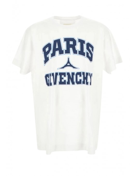 Tricou Givenchy, Logo Paris College, Alb - BM716N3YE3100
